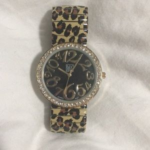 New York & Company leopard watch with rhinestones